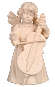 Bell angel standing with double-bass - natural - 5 cm