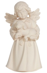 Bell angel standing with dog - natural - 7 cm