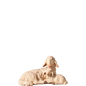 H-Schaf und Lamm liegend - bemalt - 12,5 cm