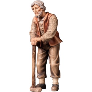 A-Old farmer leaning on walking stick