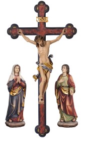 Crucifixion group Leonardo-cross baroque - color - 12/28 cm