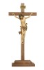 Cristo Leonardo-croce diritta dappoggiare - colorato antico con oro - 40/84 cm