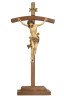 Cristo Leonardo-croce curva dappoggiare - colorato antico con oro - 40/84 cm