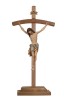 Cristo Siena-croce curva dappoggiare - colorato antico con oro - 40/84 cm