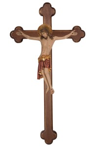 Cristo Cimabue-croce brunita barocca - colorato - 12/28 cm