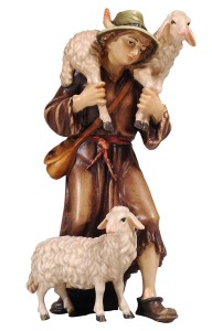 HE Pastore con 2 pecore - colorato - 6 cm