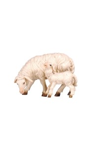 HE Schaf äsend mit Lamm - bemalt - 8 cm