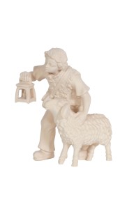 RA Boy with sheep and lantern - natural - 9 cm