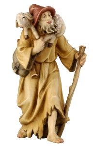 RA Shepherd with a lamb on his shoulder - color - 9 cm