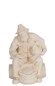 RA Shepherd sitting with grain and hen - natural - 11 cm