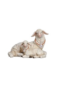 RA Pecora sdraiata+agnello - colorato - 9 cm