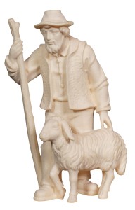 MA Shepherd with sheep and stick - natural - 8 cm