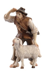 KO Hirt stehend mit Schaf - bemalt - 12 cm