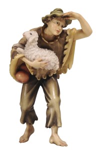 KO Junge Schaf im Arm - bemalt - 16 cm