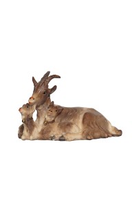 KO Goat lying with 2 kids - color - 8 cm