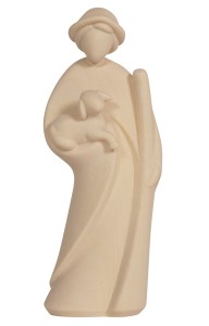 LE Shepherd with stick and lamb - natural - 10 cm