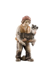 AD Bambino con capra in braccio - colorato aquerello - 13 cm
