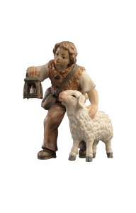 ZI Boy with sheep and lantern - color watercolor - 11 cm