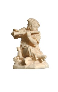 ZI Boy sitting with flute - natural - 11 cm