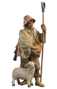 ZI Shepherd with sheep - color watercolor - 11 cm