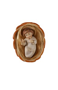 PE Gesù Bambino e culla - colorato aquerello - 9 cm