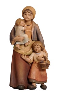 PE Donna con 2 bambini - colorato aquerello - 15 cm