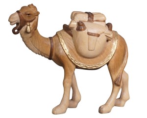 PE Kamel mit Gepäck - mehrtönig gebeizt - 12 cm