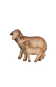 PE Schaf mit Lamm stehend - mehrtönig gebeizt - 12 cm