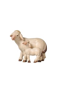 PE Pecora con agnello in piedi - colorato aquerello - 12 cm