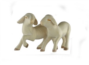 Gruppo di agnelli - colorato aquerello - 9 cm