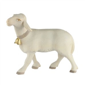 Schaf mit Glocke - bemalt wasserfarbe - 13 cm