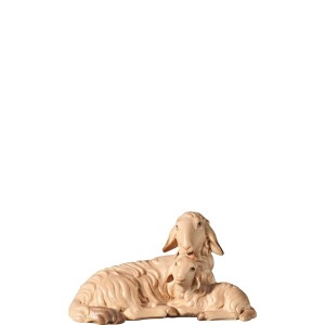 A-Sheep and lamb lying - stained 2 shades - 8 cm
