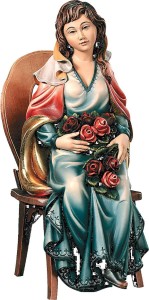 Sitting woman with roses
