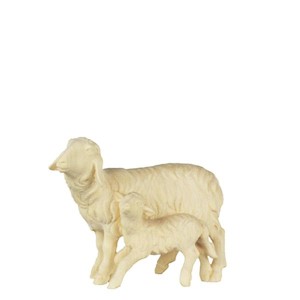 A-Sheep and lamb standing - natural - 10 cm
