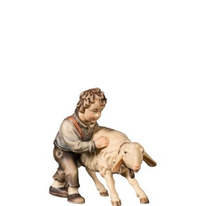 A-Boy with stubborn sheep - color - 12,5 cm