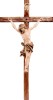 Cristo delle Alpi tiglio con croce diritta - mordente 3 colori - 20 cm