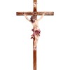 Cristo delle Alpi rosso con croce diritta - colorato - 25 cm