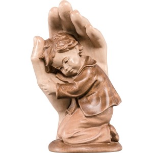 Protecting hand standing with boy - stained 3 shades - 14 cm
