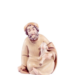 Pastore seduto con agnello Artis - colorato - 12 cm