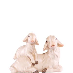 Pecora sdraiata con agnello Artis - colorato - 10 cm