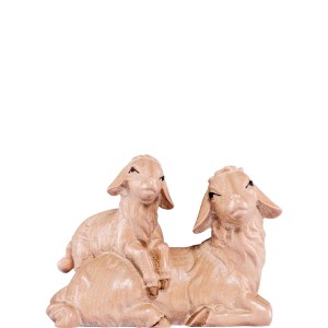 Sheep lying with lamb Artis - stained 3 shades - 12 cm