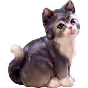 Katze grau - bemalt - 4 cm