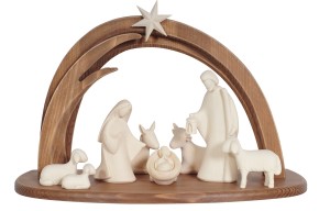 LE Nativity Set 10 pcs. - Stable Leonardo - natural - 10 cm