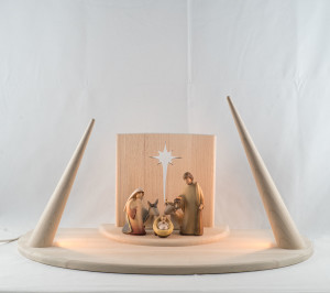 Leonardo nativity with LED stable - Variation 1 - 10 cm