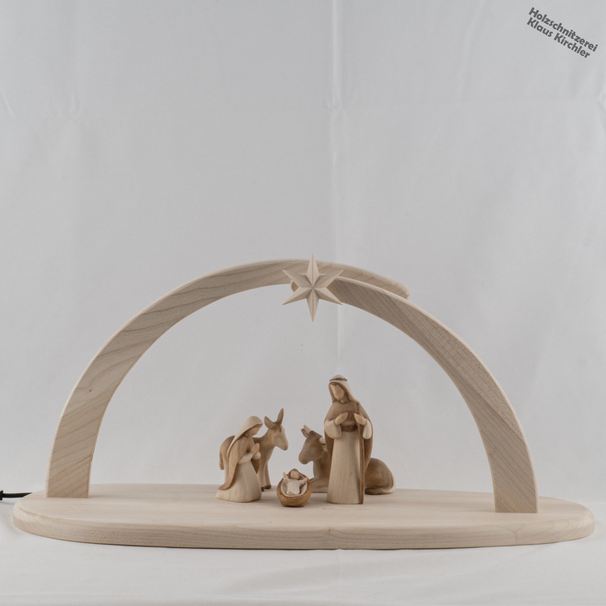 Fides nativity with LED stable carved from wood ⚒ Woodcarver Klaus ✓