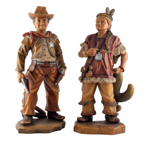 Cowboy & donna indiana - color - 50 cm