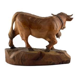 Kuh aus Zirbelkiefer - bemalt - 38 cm