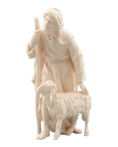 SI Herdsman with stick and sheep - natural - 9 cm