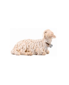 SI Schaf liegend mit Glocke - bemalt - 9 cm