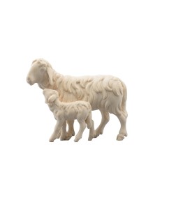 SI Sheep running with lamb - natural - 13 cm